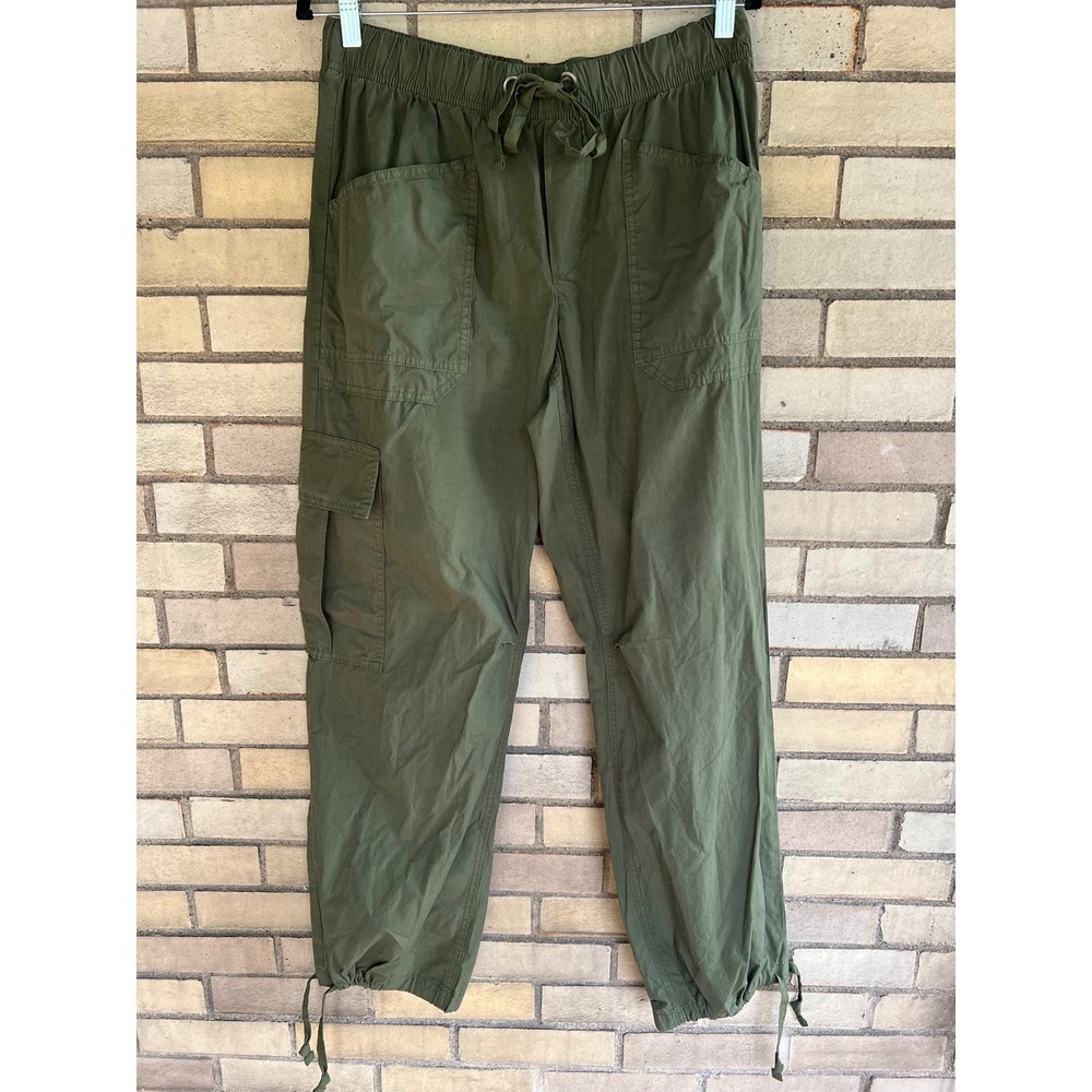 Aerie Olive Green Cargo Pants Tie Cinch Hem Joggers Lightweight Cotton Medium